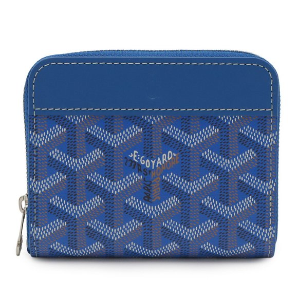 GOYARD Matignon PM Wallet, Round Bifold Herringbone Pattern PVC, Sky Blue, MA... - Picture 1 of 7